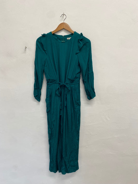 Fabulous Whistles britt jaquard Jumpsuit Uk 10 Teal frill GM485
