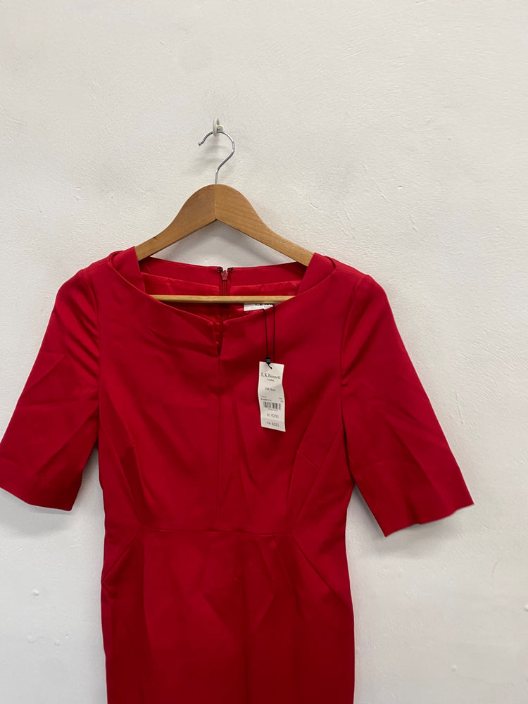 Fabulous L.K. Bennett dr tan Formal Dress UK 10 Red GM485