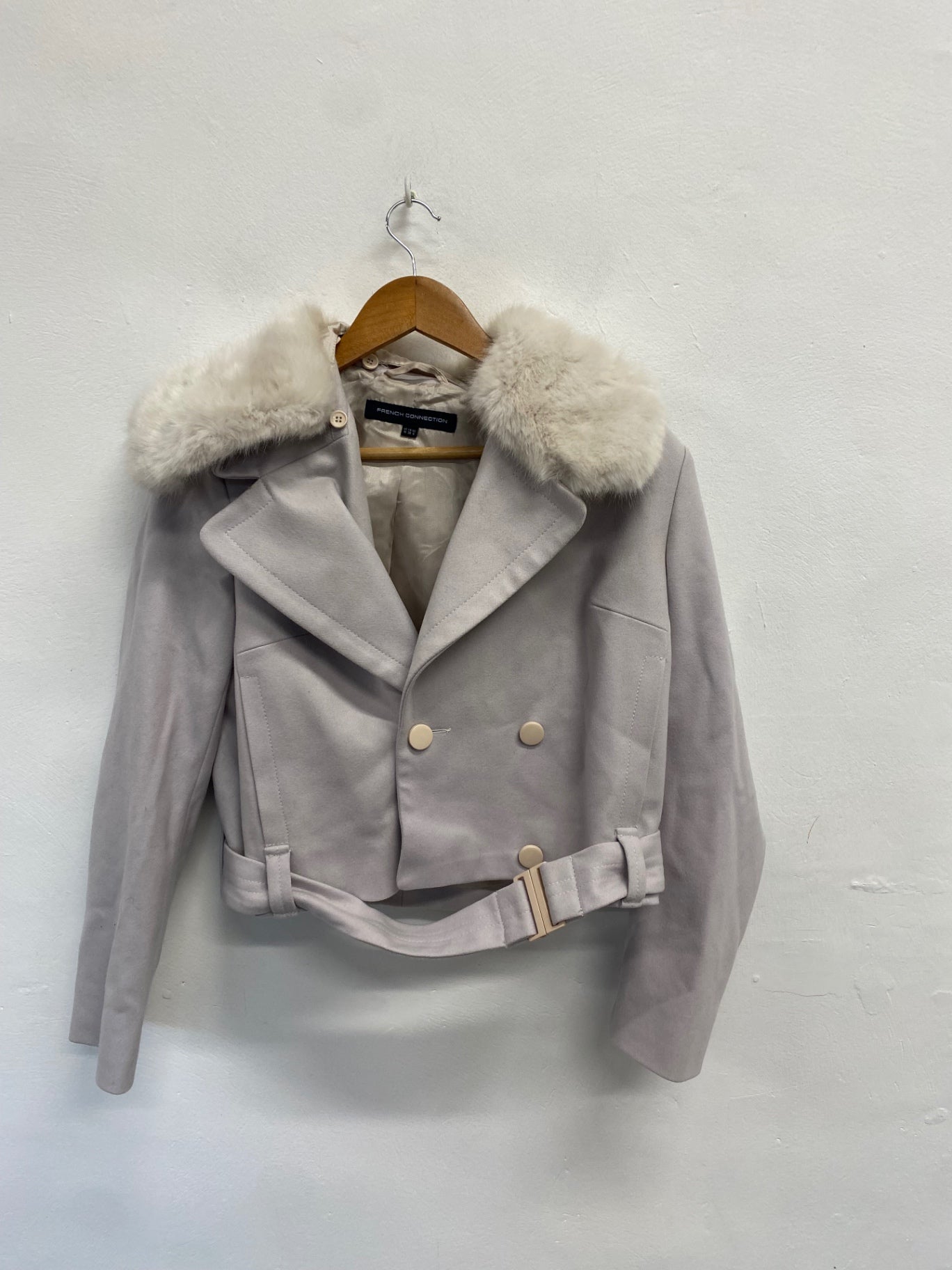 Fabulous French Connection Pea jacket UK 10 Lilac crop GM485