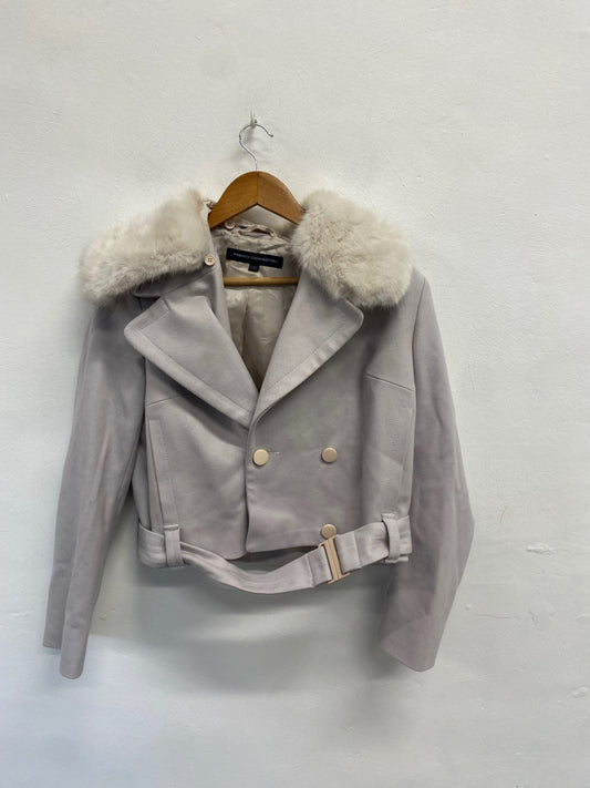 Fabulous French Connection Pea jacket UK 10 Lilac crop GM485