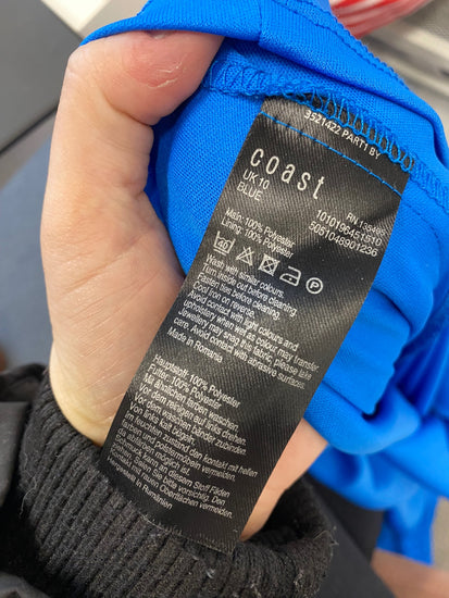 Fabulous Coast Midi Dress UK 10 Blue spotted Dobby GM485