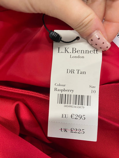 Fabulous L.K. Bennett dr tan Formal Dress UK 10 Red GM485
