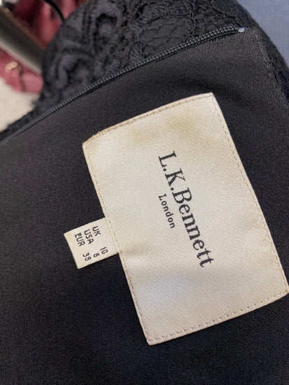 Fabulous L.K. Bennett Midi Dress UK 10 Black lace evening GM485