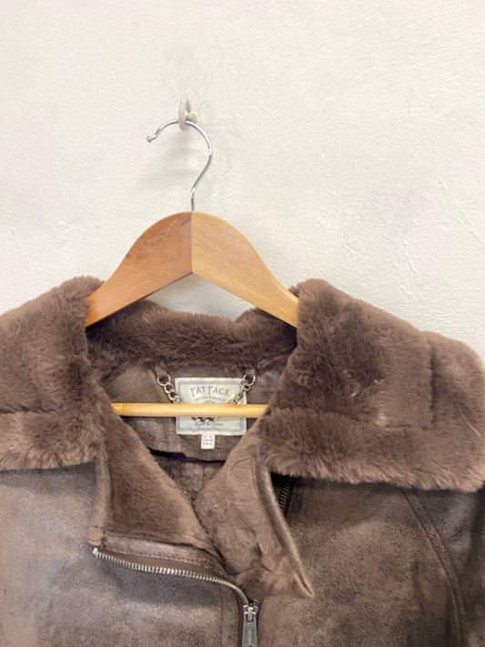 Fabulous Fat Face Aviator jacket UK 12 Brown faux SR006