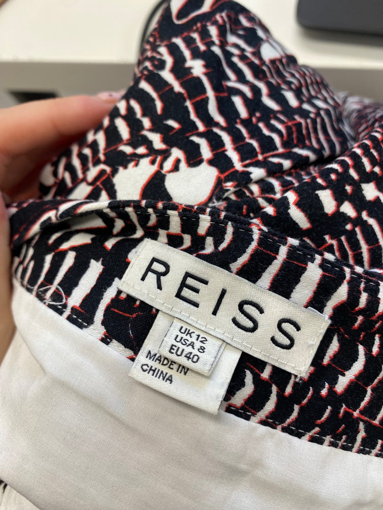 Fabulous Reiss sitars Midi Skirt UK 12 Black and white red CS001