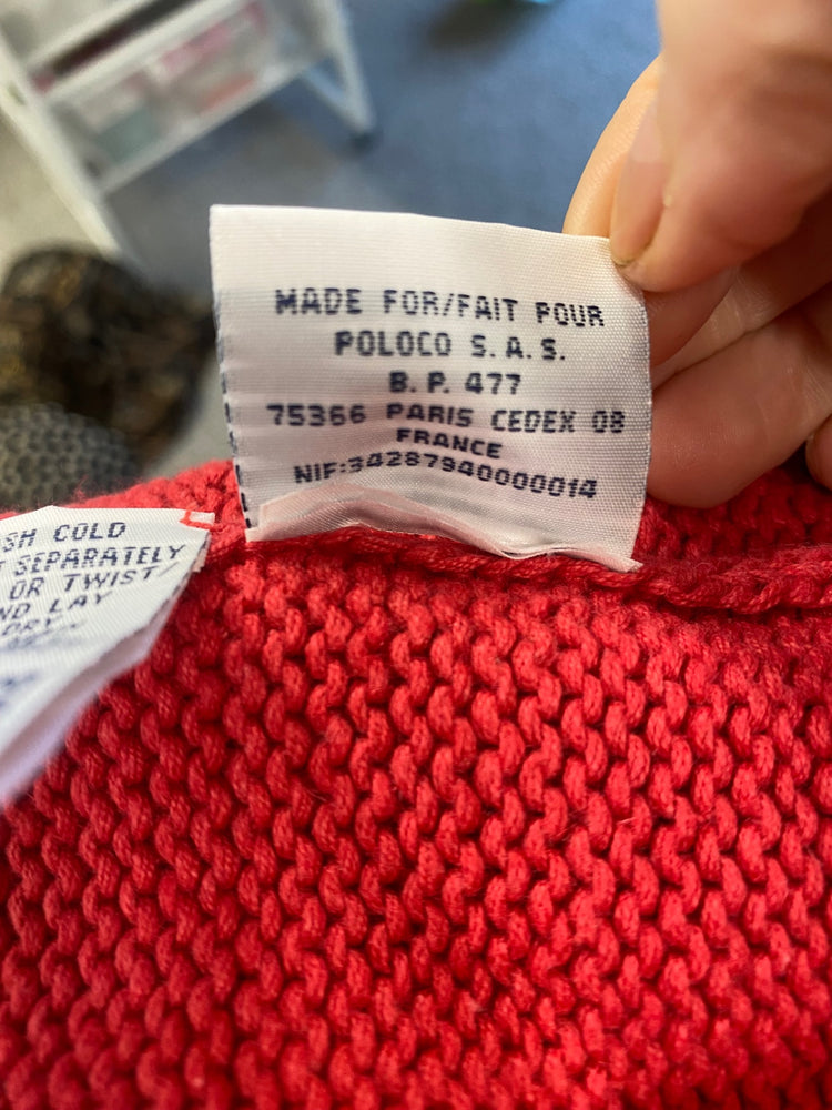 Fabulous Polo Ralph linen blend Lauren Sweater UkL Cherry Red LO442