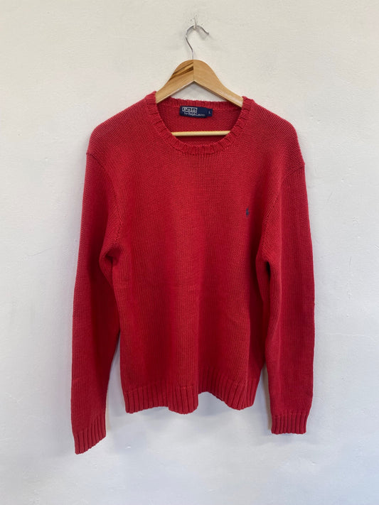 Fabulous Polo Ralph linen blend Lauren Sweater UkL Cherry Red LO442
