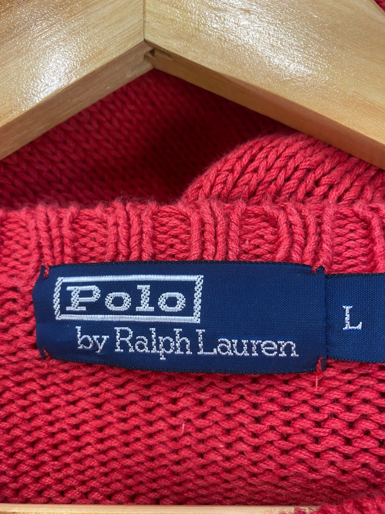 Fabulous Polo Ralph linen blend Lauren Sweater UkL Cherry Red LO442