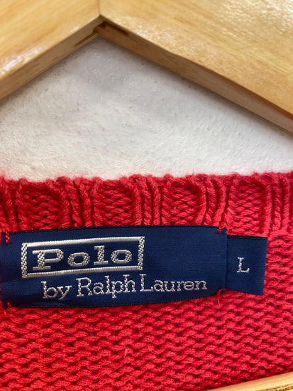 Fabulous Polo Ralph linen blend Lauren Sweater UkL Cherry Red LO442
