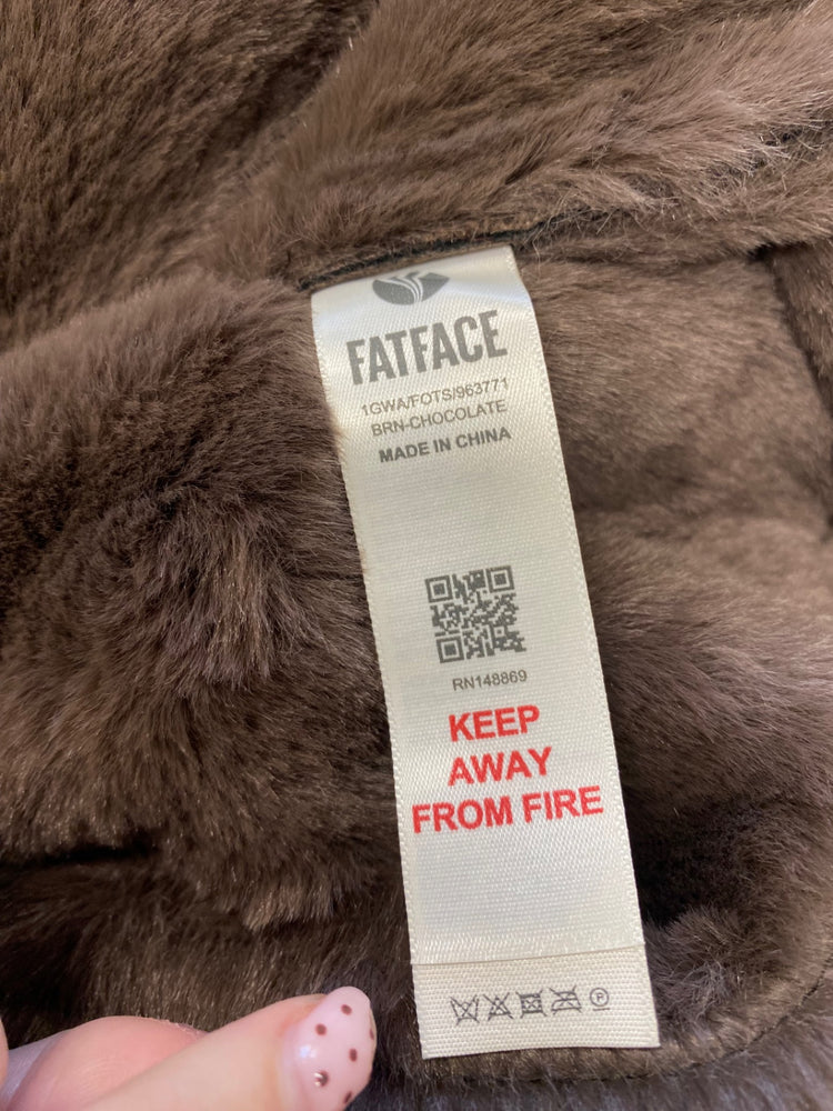 Fabulous Fat Face Aviator jacket UK 12 Brown faux SR006