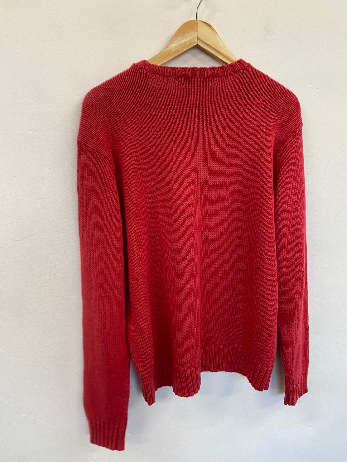 Fabulous Polo Ralph linen blend Lauren Sweater UkL Cherry Red LO442