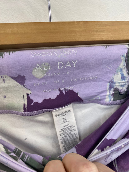 Fabulous Sweaty Betty all Day 6” Shorts UK M Lilac SR006