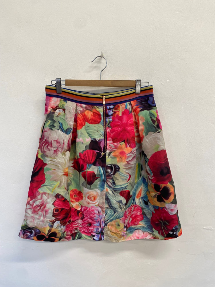 Fabulous Ted Baker Midi Skirt UK 12 Multicolor floral CS001