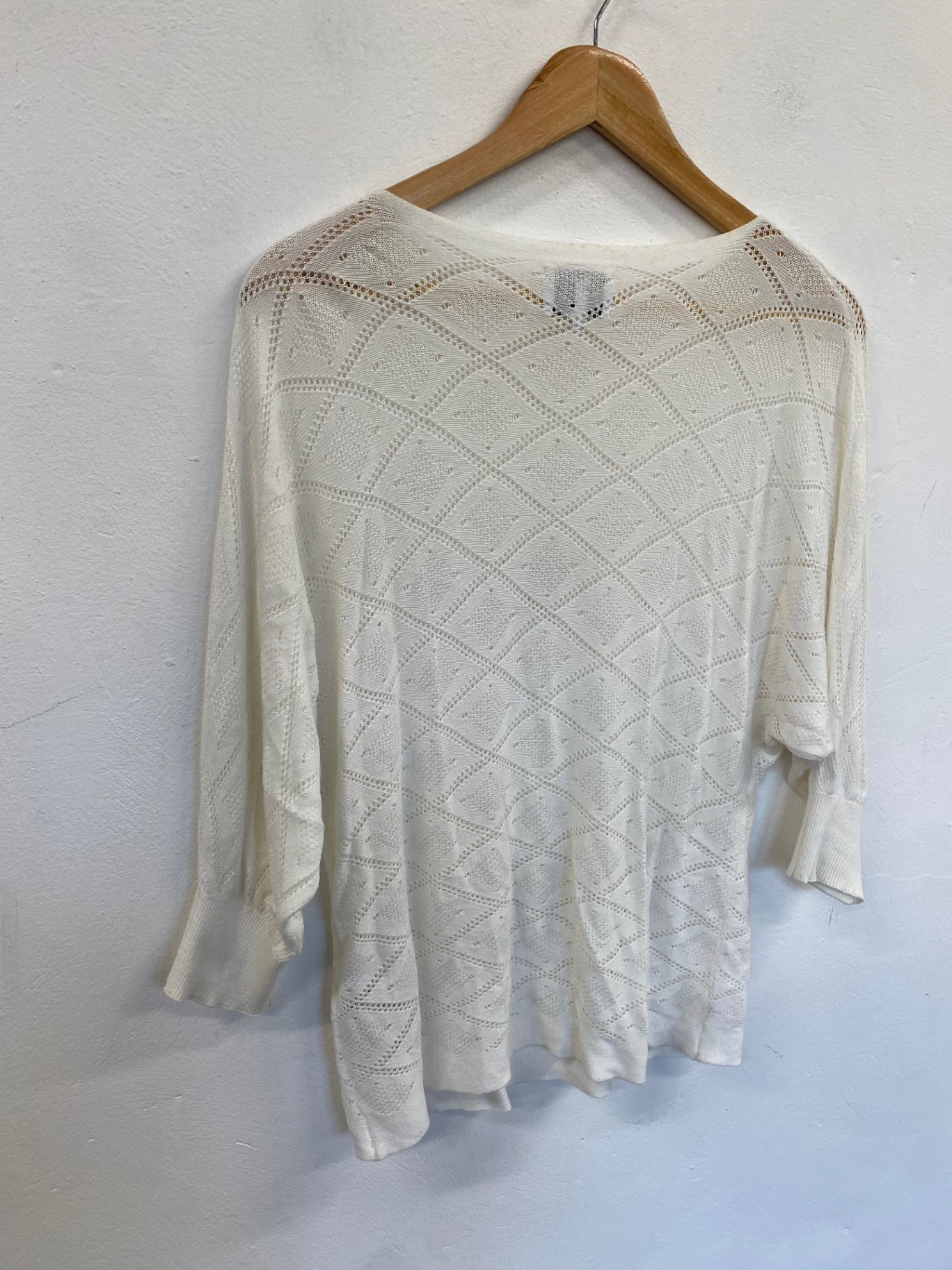 Fabulous Numph crochet fine knit Sweater UKS Cream SR006