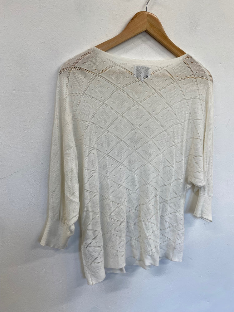 Fabulous Numph crochet fine knit Sweater UKS Cream SR006