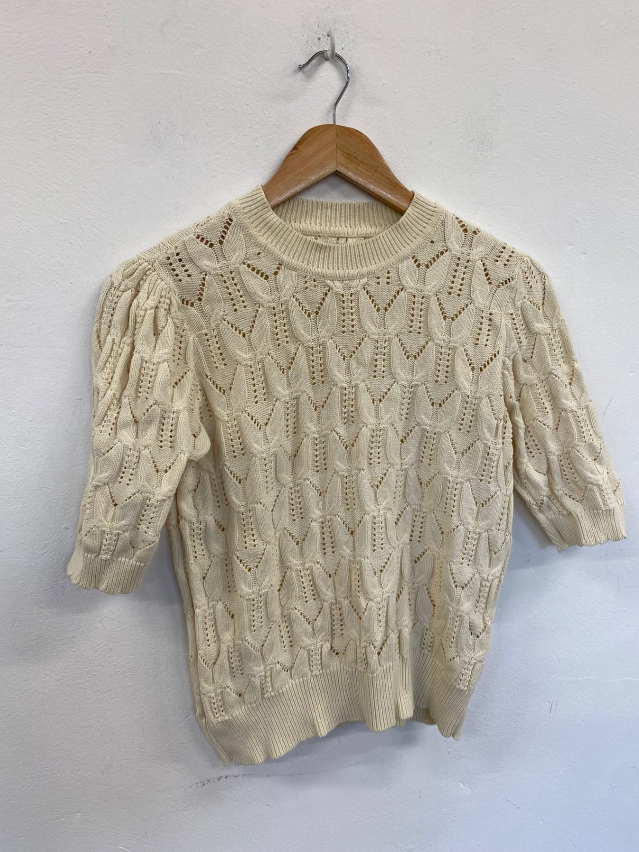 Fabulous Numph crochet retro Sweater UKS Cream SR006