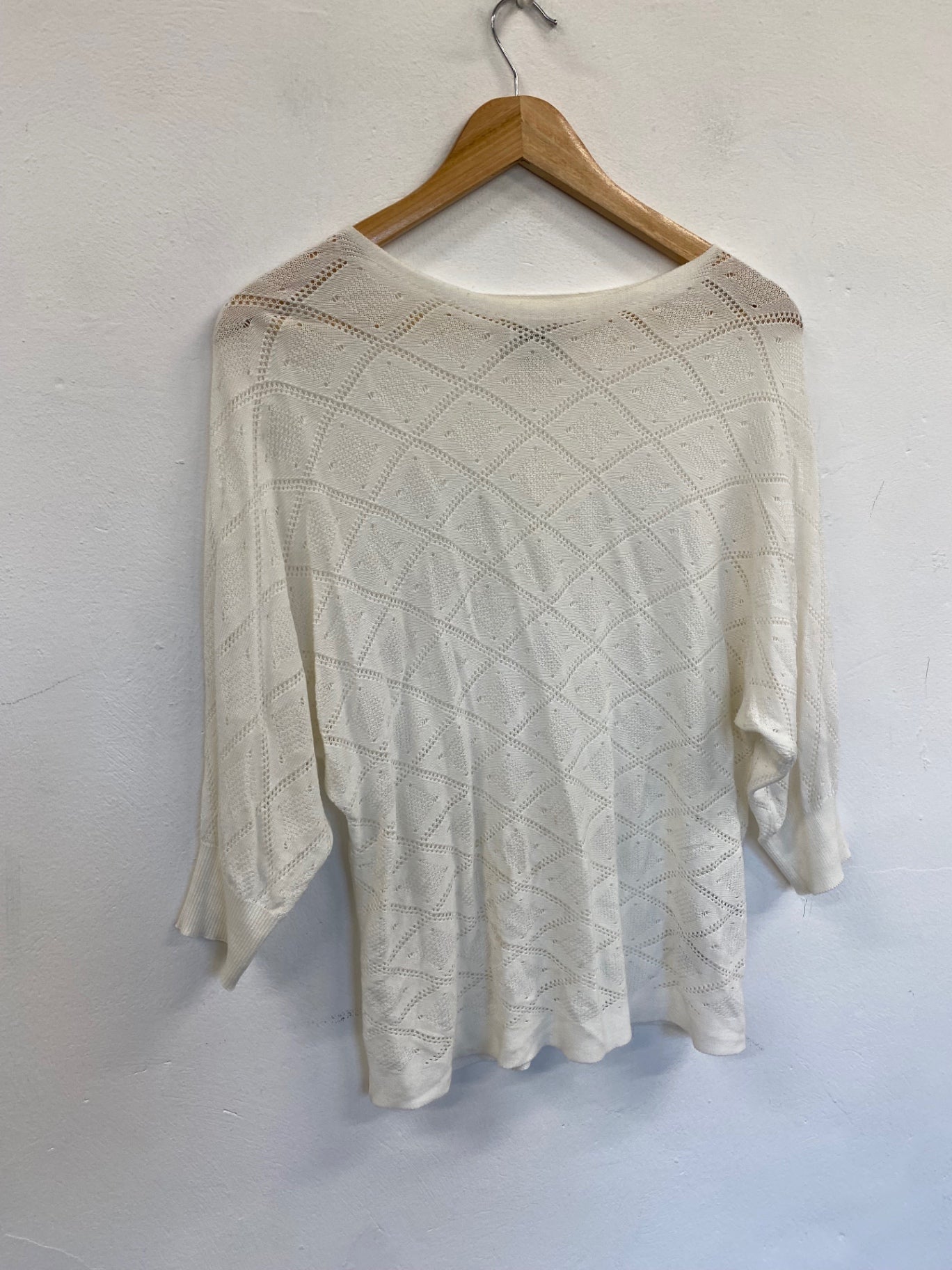 Fabulous Numph crochet fine knit Sweater UKS Cream SR006