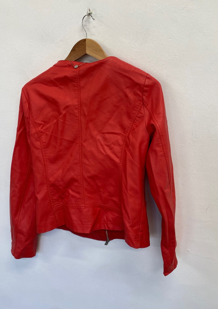 Fabulous Rino & pelle Biker Jacket UK 12 Red SR006