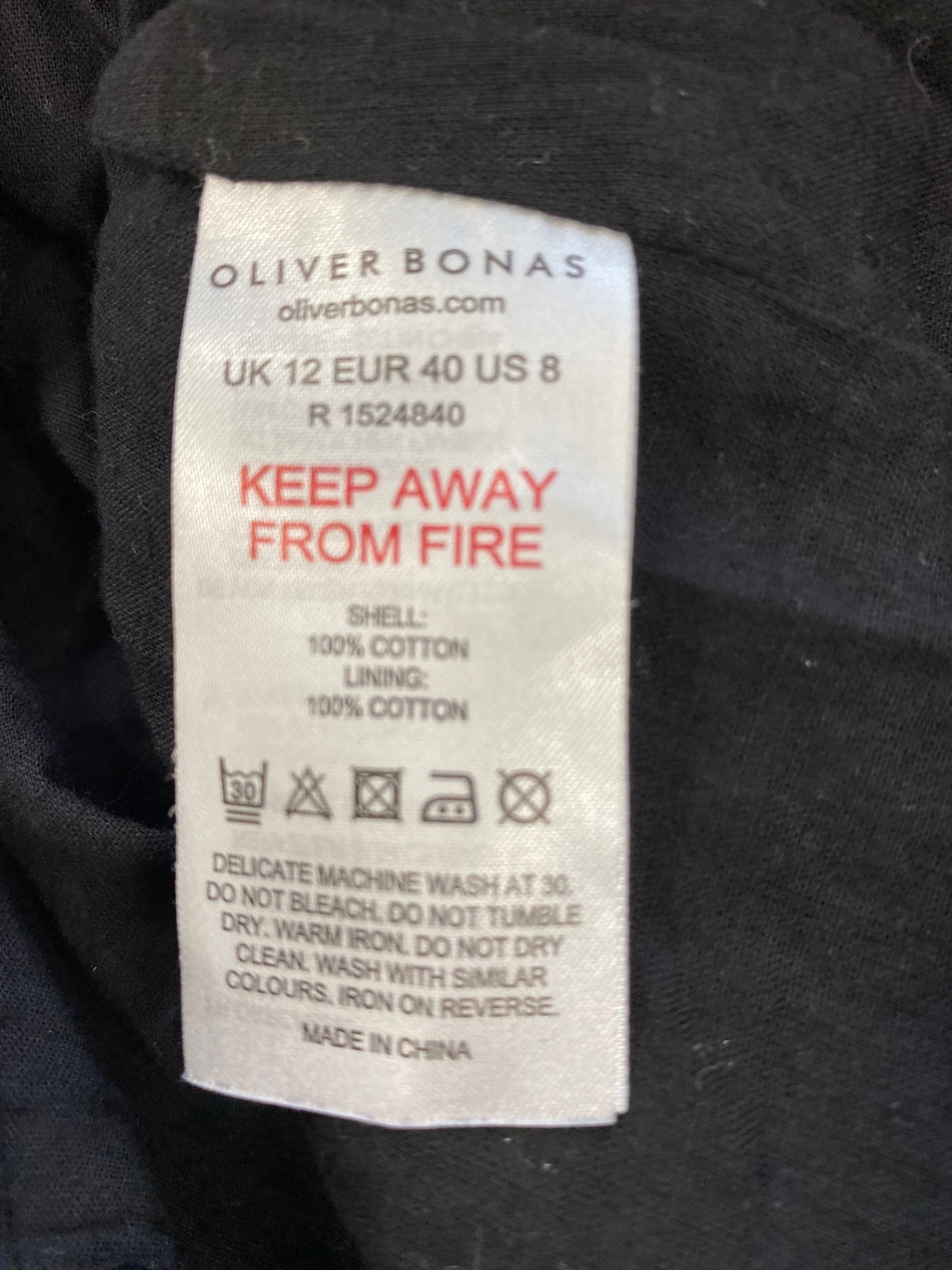 Fabulous Oliver Bonas shirred contrast thread Dress UK12 Black CS001