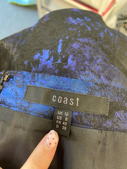 Fabulous Cos Midi Skirt UK 12 Black and Blue abstract CS001