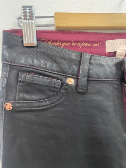 Fabulous Ted Baker Ombray Wet Look Jeans UK8 Black red SM487