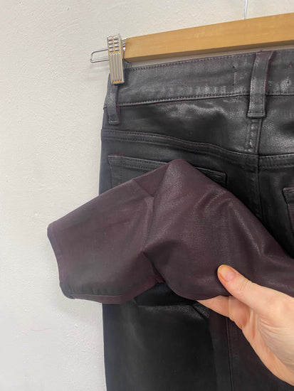 Fabulous Ted Baker Ombray Wet Look Jeans UK8 Black red SM487