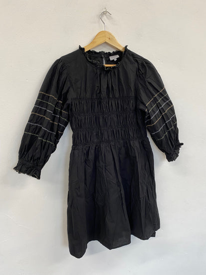 Fabulous Oliver Bonas shirred contrast thread Dress UK12 Black CS001