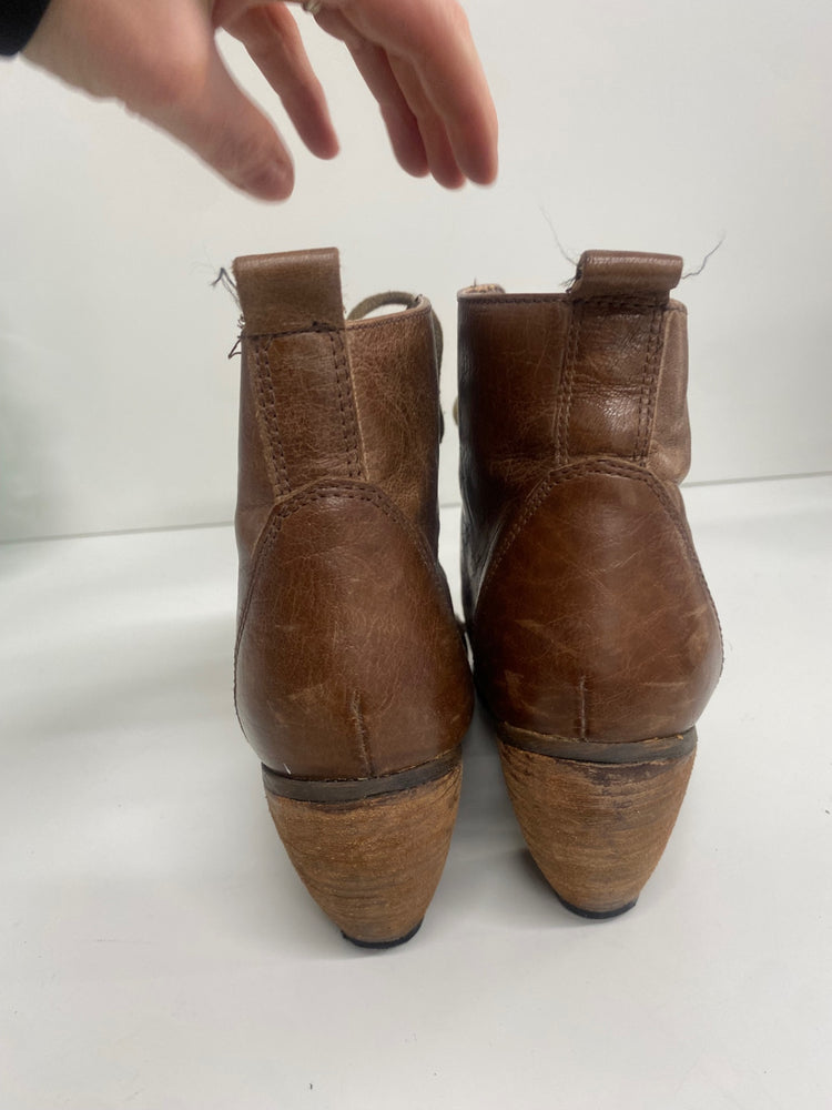 Fabulous Red Herring Y2K laced ankle  Boots UK5 Tan leather AC488