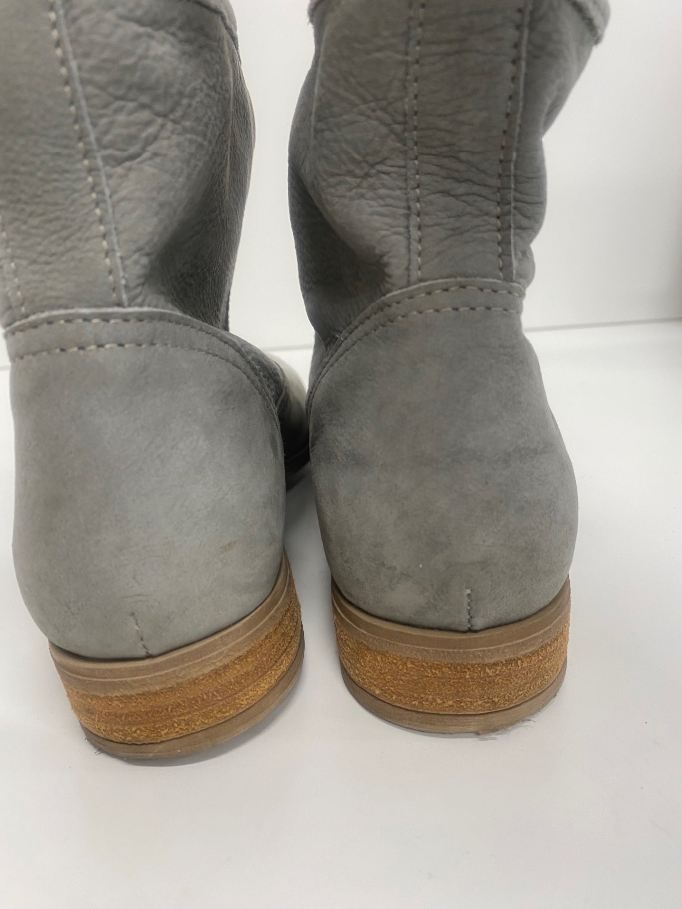 Fabulous Next buttersoft leather suede ankle  Boots UK5 petrol Grey AC488