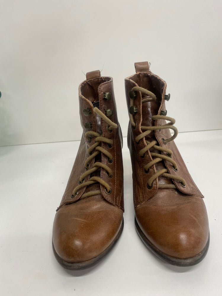 Fabulous Red Herring Y2K laced ankle  Boots UK5 Tan leather AC488