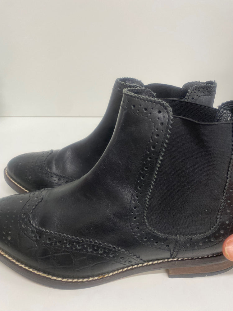 Fabulous Dune Brogued Leather ankle Boots UK5 Black Classic AC488