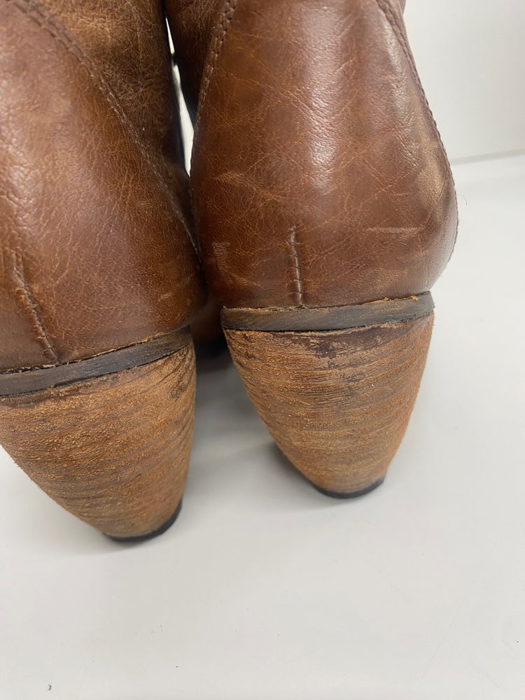 Fabulous Red Herring Y2K laced ankle  Boots UK5 Tan leather AC488