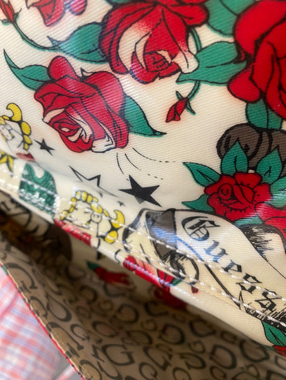 Fabulous vintage Guess tattoo & rose Crossbody Bag Rare SW001