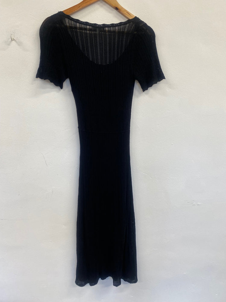 Fabulous Vintage crochet Kookai Dress Uk8 Black y2K AC488