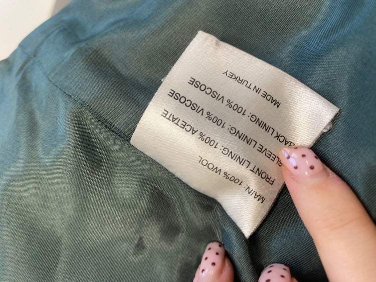 Fabulous Whistles Pea coat jacket UK 8 Black wool blend AC488