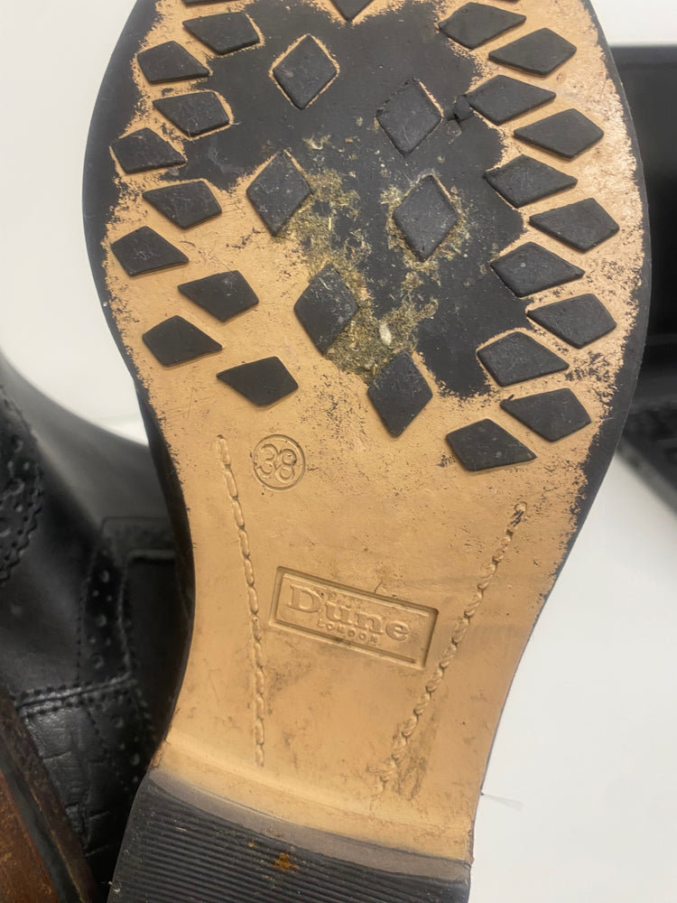 Fabulous Dune Brogued Leather ankle Boots UK5 Black Classic AC488