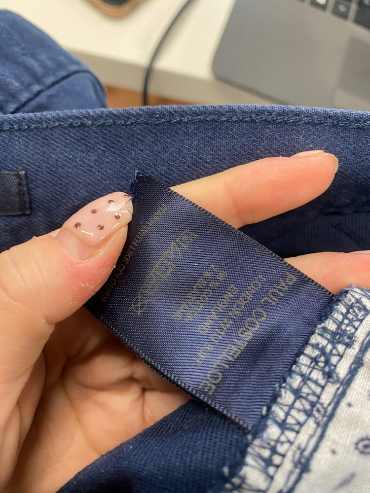 Fabulous Paul Costelloe Chino Trousers UK 34 regular Navy Blue SW001