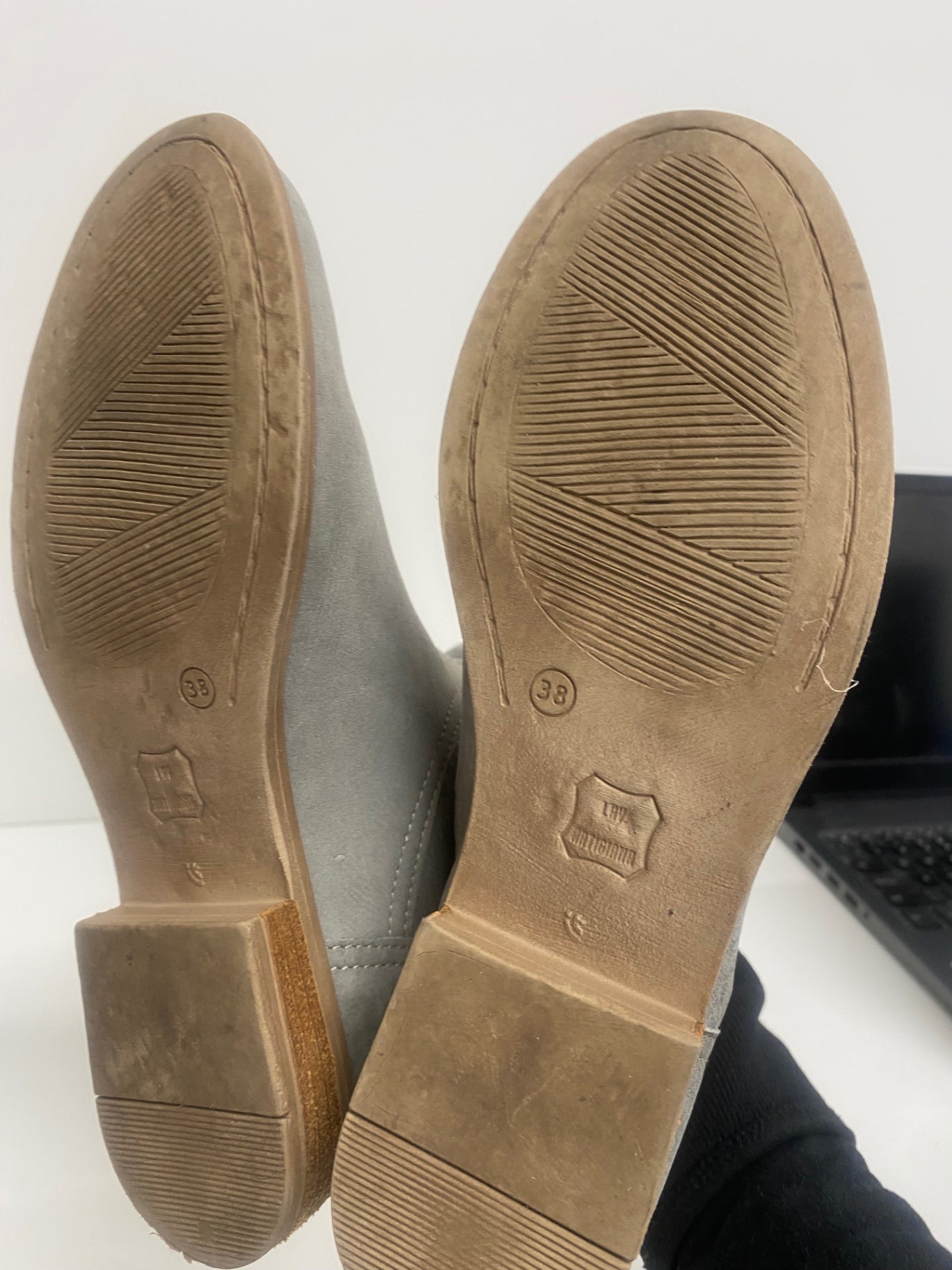 Fabulous Next buttersoft leather suede ankle  Boots UK5 petrol Grey AC488