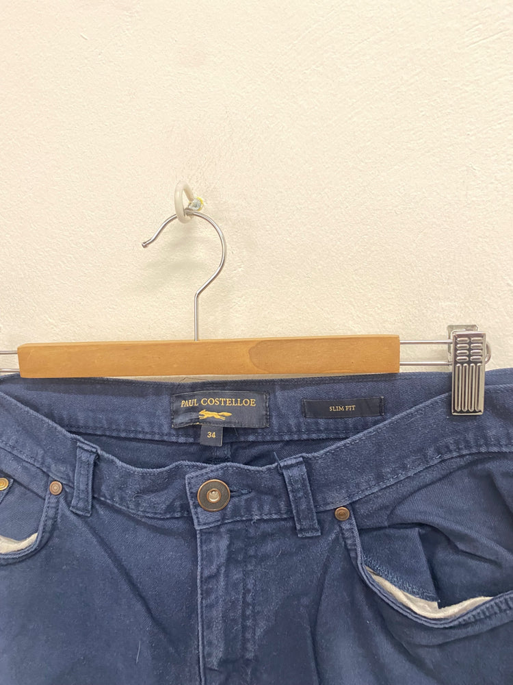 Fabulous Paul Costelloe Chino Trousers UK 34 regular Navy Blue SW001