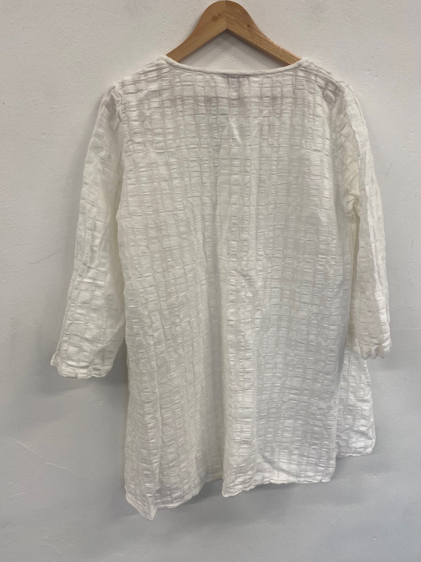 Fabulous Sahara linen blend textured Tunic top Uk16 ivory white LS490