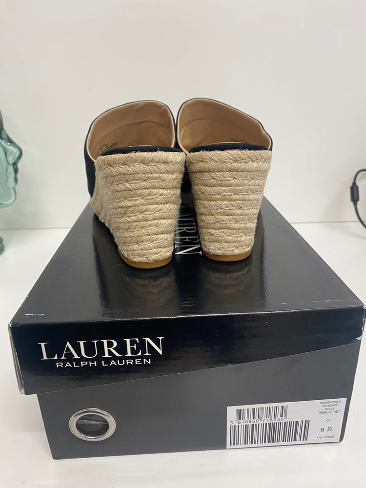 Fabulous Lauren Ralph Lauren Espadrille wedge Shoes UK6 Black LS490