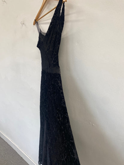 Fabulous Jesire Vintage velvet evening Dress UK10 Black MB489