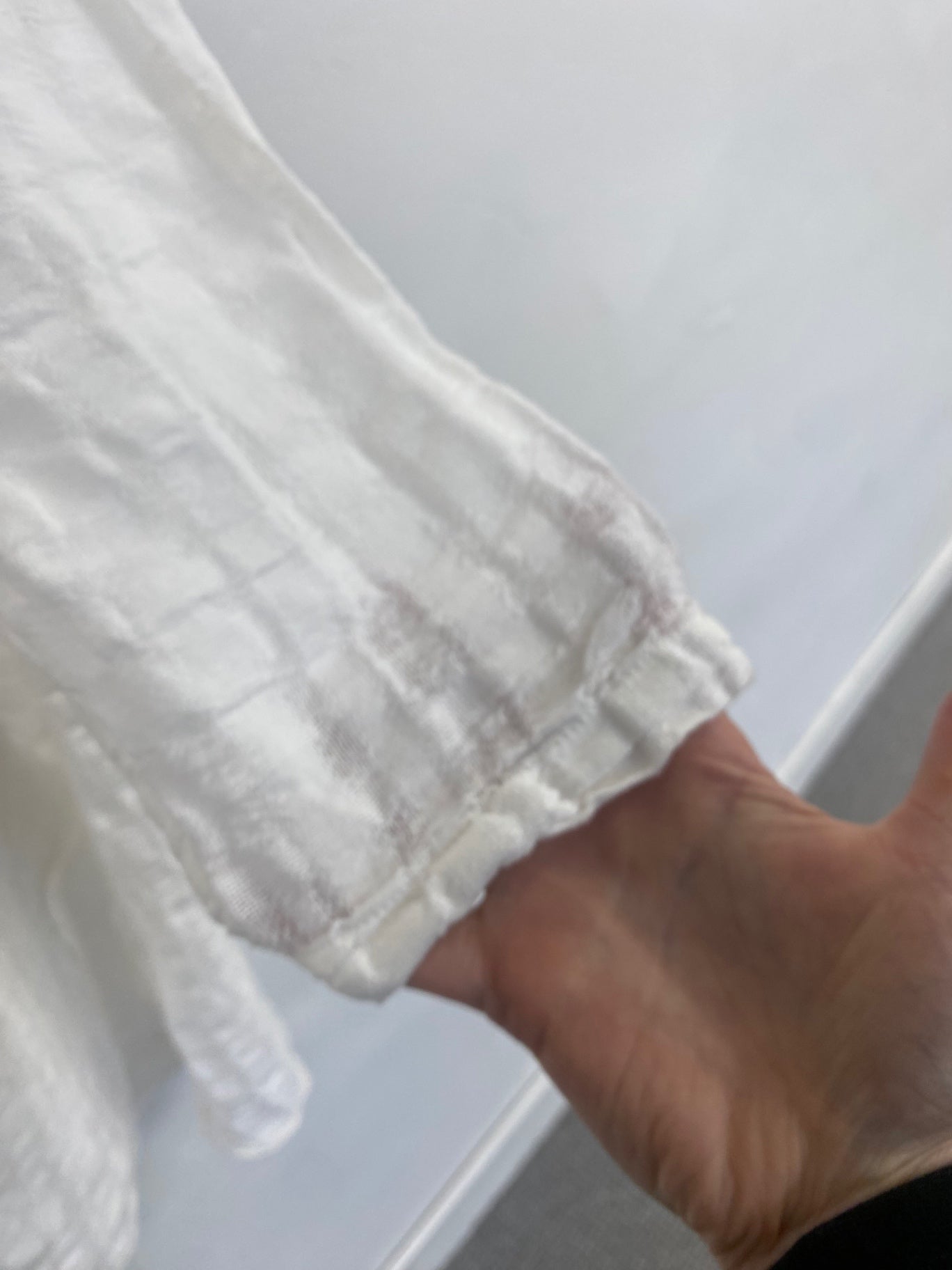 Fabulous Sahara linen blend textured Tunic top Uk16 ivory white LS490