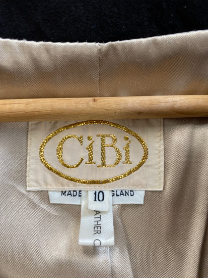 Fabulous CaBi 1980’s dynasty leather suede Rare Blazer Uk10 Beige & Black LS490