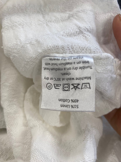 Fabulous Sahara linen blend textured Tunic top Uk16 ivory white LS490