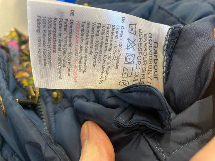 Fabulous Barbour Beresford Puffer Jacket Age 14 Navy Blue Cosy MK482