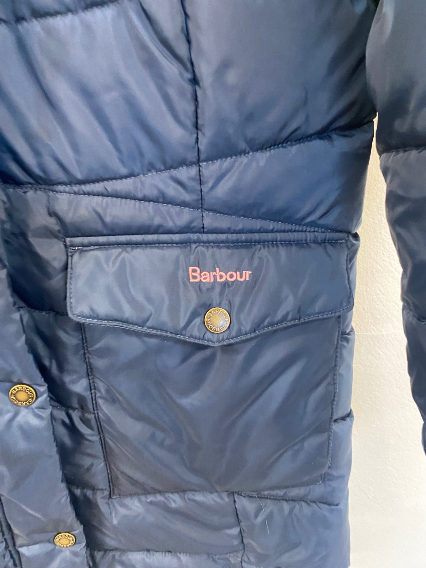 Fabulous Barbour Beresford Puffer Jacket Age 14 Navy Blue Cosy MK482