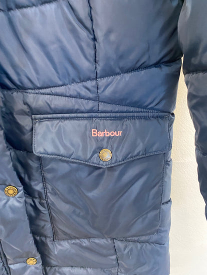 Fabulous Barbour Beresford Puffer Jacket Age 14 Navy Blue Cosy MK482