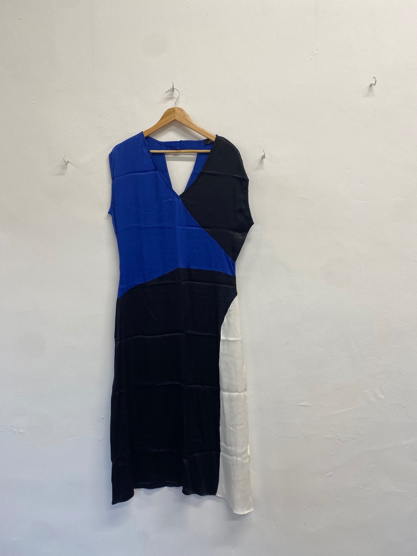 Fabulous Wallis Maxi Dress colour block UK 14 Black blue VG491