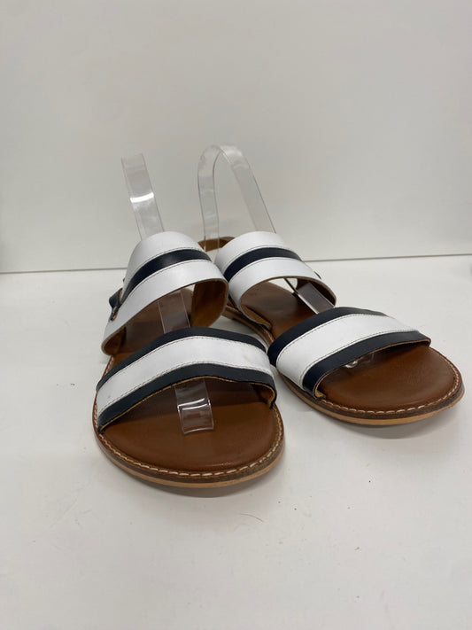 Fabulous Crew clothing company leather traditional Sandals UK6 Black & white VG491